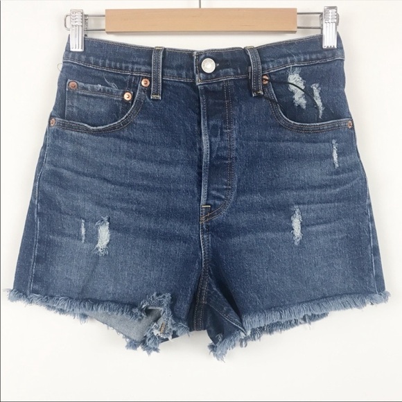 NWT Levi’s Ribcage Distressed Cut‎ Off Denim Shorts Size 24 - Picture 6 of 14
